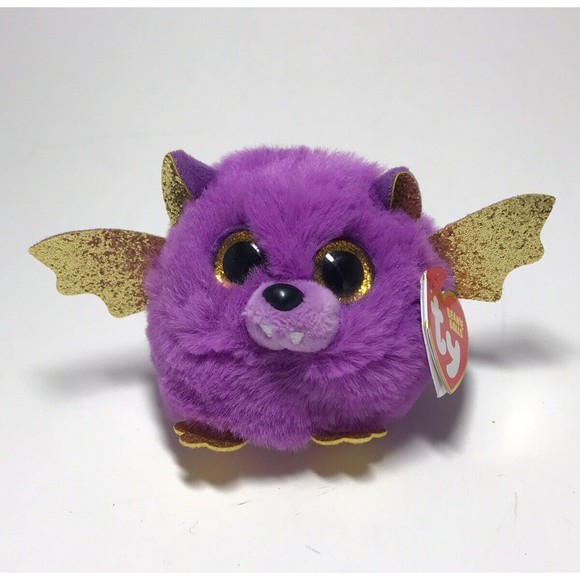 Ty Beanie Balls Puffies HASTIE the Halloween Purple Bat 4" Plush Stuffed Animal - Picture 1 of 9
